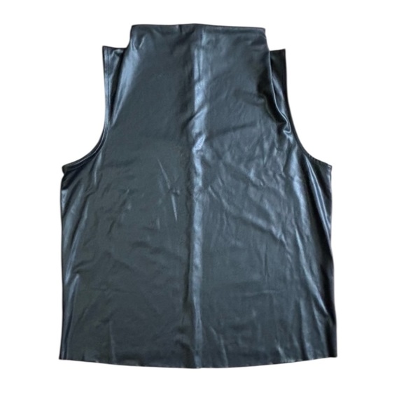 Leith Black Leather Sleeveless Top Zipper Back Closure Size Small - Picture 7 of 8